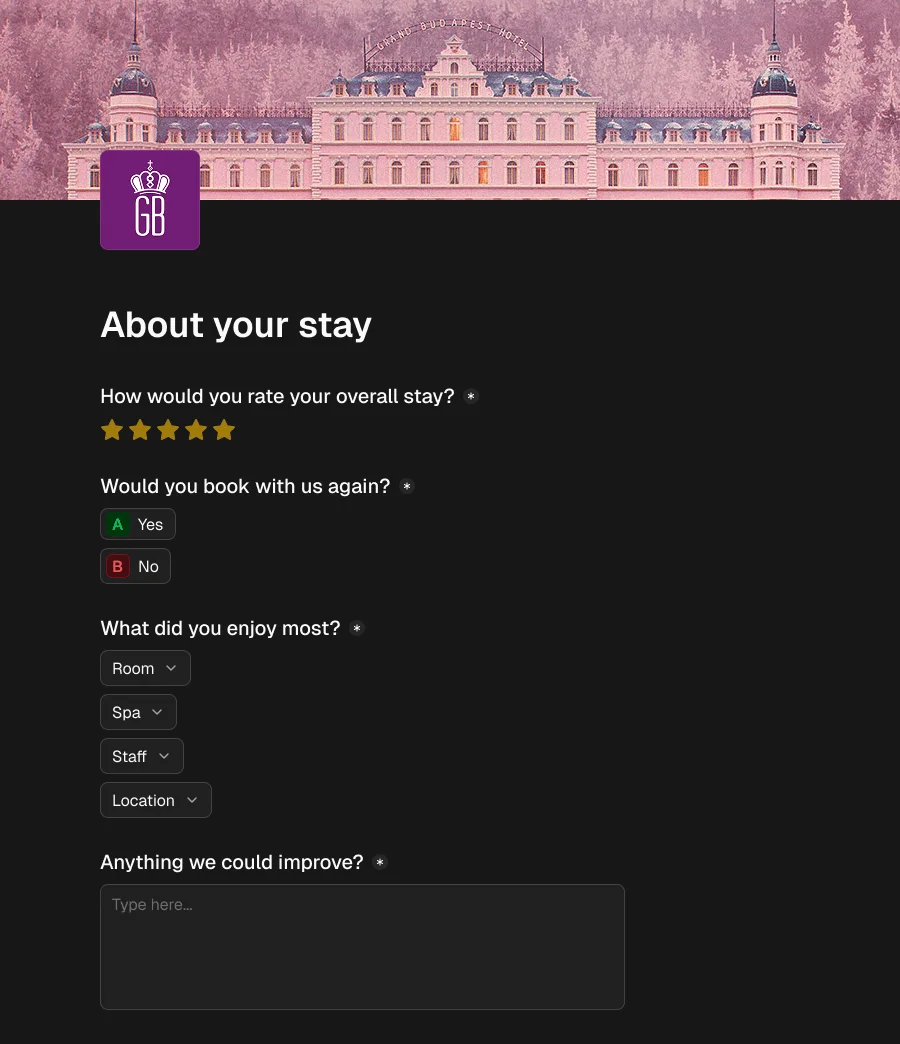 Post-stay satisfaction survey