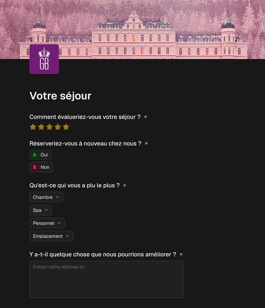 Post-stay satisfaction survey