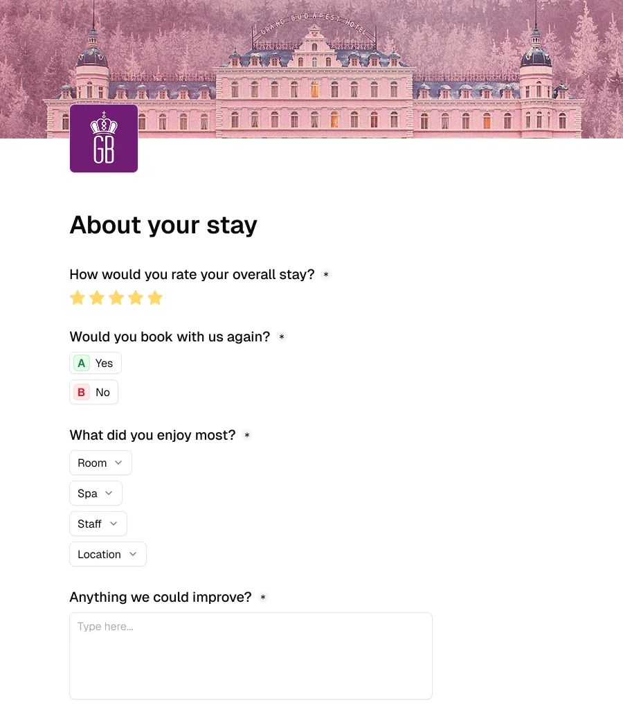 Post-stay satisfaction survey
